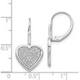 thumbnail image 3 of 14k White Gold Diamond Fancy Heart Leverback Earrings - 24mm Natural Diamonds, 3 of 5