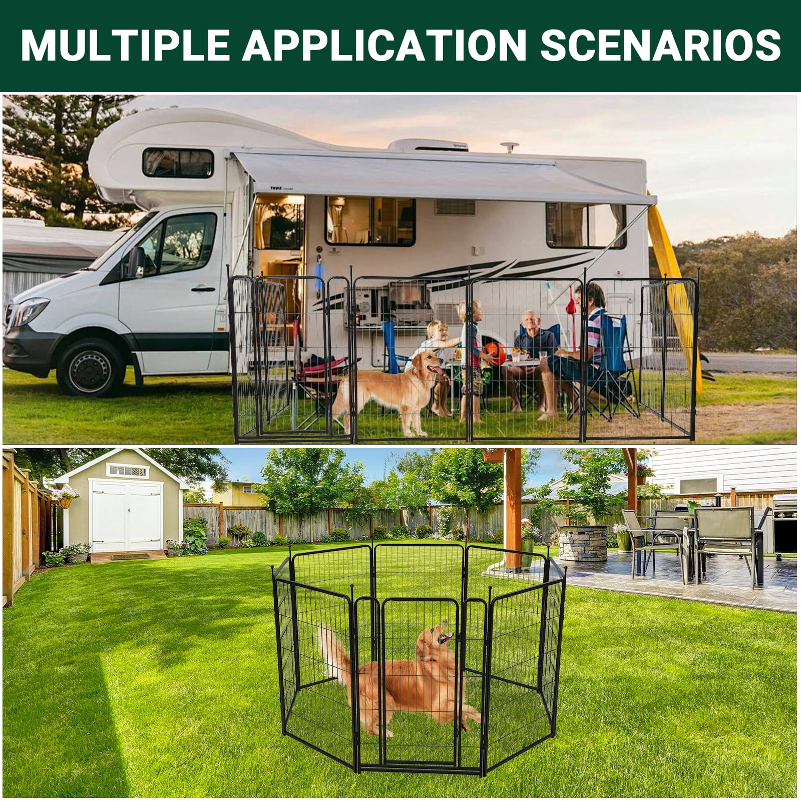ChaoLink 48" Dog Playpen, 18 Ft Metal Pet Exercise Pen, 8 Panel Heavy Duty Dog Fence, Indoor Outdoor