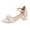 Beige, variant on JeashCHAT Sandals for Women Women's Summer Casual Round-toe Sandals Middle Heel Chunky Heel Metal Buckle Sandals