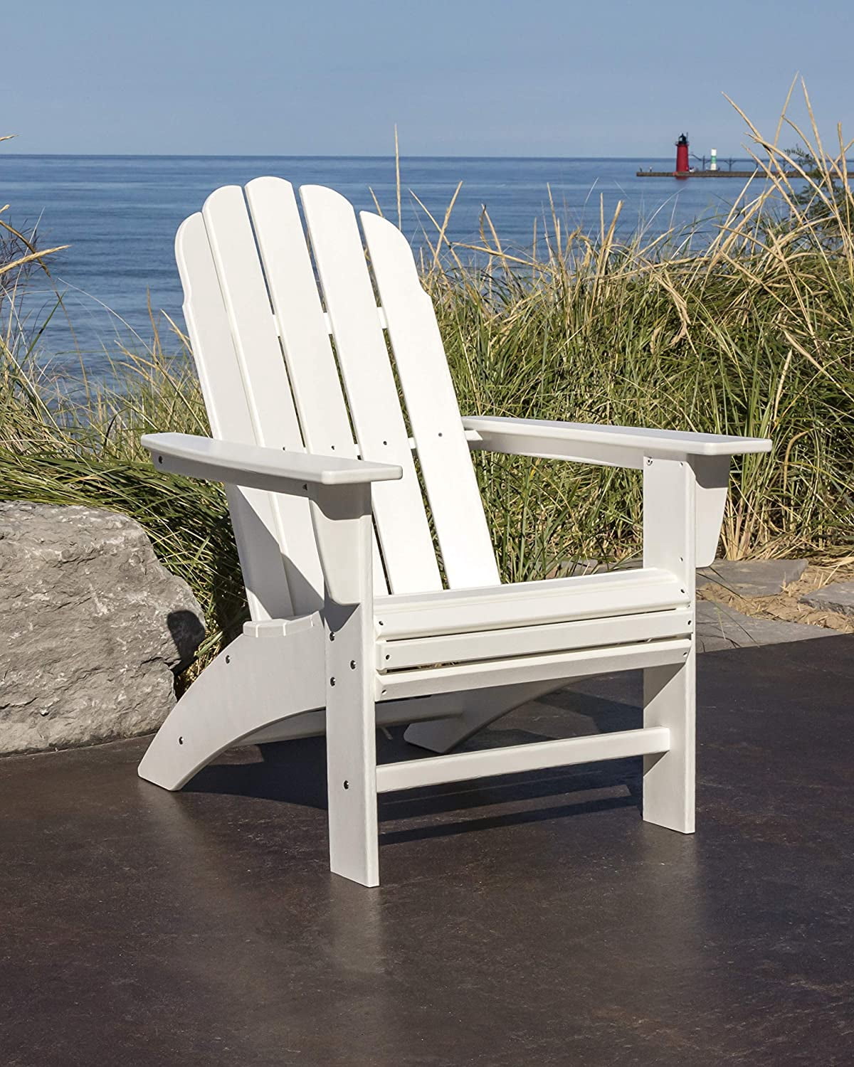 POLYWOOD Vineyard Curveback Outdoor Adirondack Chair in Slate Grey
