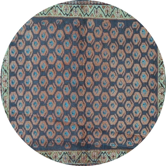 Ahgly Company Indoor Round Persian Light Blue Traditional Area Rugs, 3' Round
