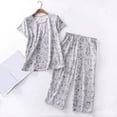 thumbnail image 2 of 2025 Ensemble de Pyjama en Coton pour Femmes Ensembles de Pyjamas pour Femmes Haut à Manches Courtes Robe de Nuit Capri Pantalon pour Dames Tenue de Nuit, 2 of 6