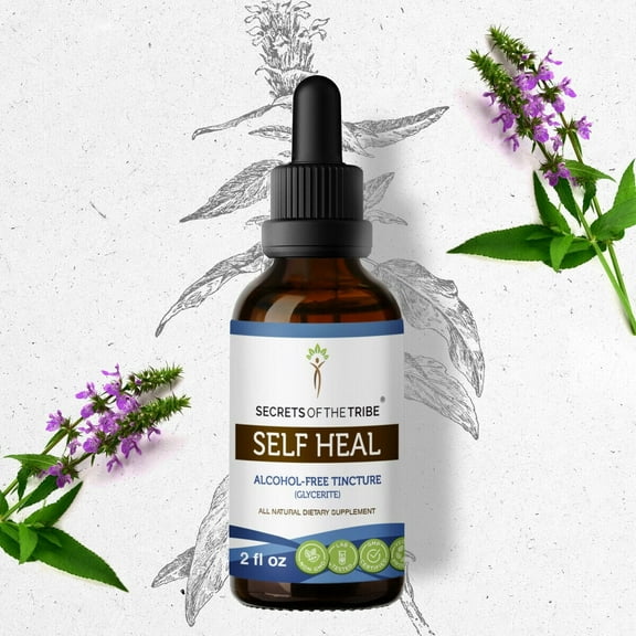 Secrets Of The Tribe Self Heal Tincture Dietary Supplement, Natural Herbal Extract for Immune Support, Self Heal (Heal All, Prunella vulgaris) Dried Herb, Alcohol-Free Extract, Drops 2 oz