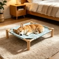 thumbnail image 2 of Cififendec Elevated Summer Pet Cot Bed, 20.28"×17.91", Breathable Detachable Printed Fabric Raised Dog Cat Sleeping Mat for Indoor Floor Naps Balcony Cool Rest Time, 2 of 5