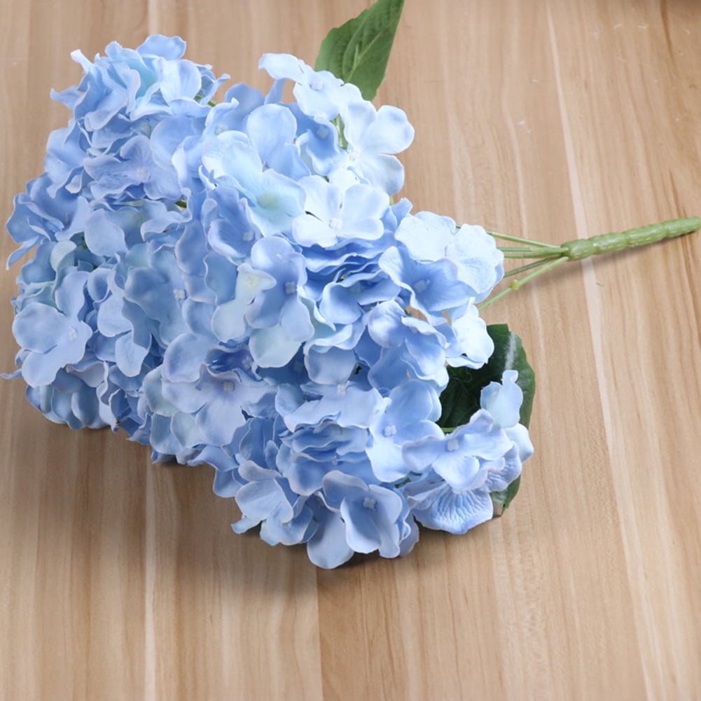 5 Heads Artificial Hydrangea Silk Flowers with Stems for Wedding Home ...