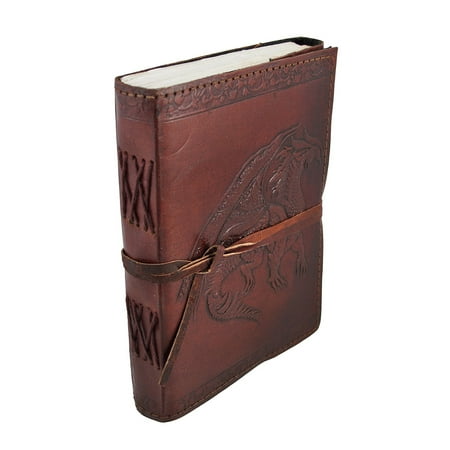 Antique Leather Journals - Embossed Leather Medieval Dragon 120 Leaf Unlined Journal