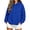 Blue, variant on Dgankt Women's Oversized Cropped Hooded Pullover Sweatshirt Long Sleeve Drop Shoulder with Kangaroo Pocket