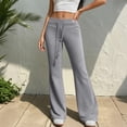 thumbnail image 4 of Landzoo One Fashion High Waist Casual Flare Pants With Drawstring Elastic Waistband Comfortable Wide Leg Trousers For Everyday Wear Stylish Beautiful Women's Casual Pants, 4 of 5
