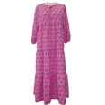 thumbnail image 4 of RKSTN Robes pour Femme Robe à Imprimé Floral à Manches Bouffantes Grande Taille Robe à Manches Courtes à Col en V Fluide Robe Maxi de Soirée, 4 of 7