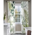 thumbnail image 4 of Green Leaves Sheer Curtains 84 Inch Length 2 Panels Set for Living Room/Bedroom, Summer Botanical Farmhouse Watercolor Leaf Kitchen Curtains Grommet Semi-Sheer Curtains Window Treatments 42"x84"x2, 4 of 7