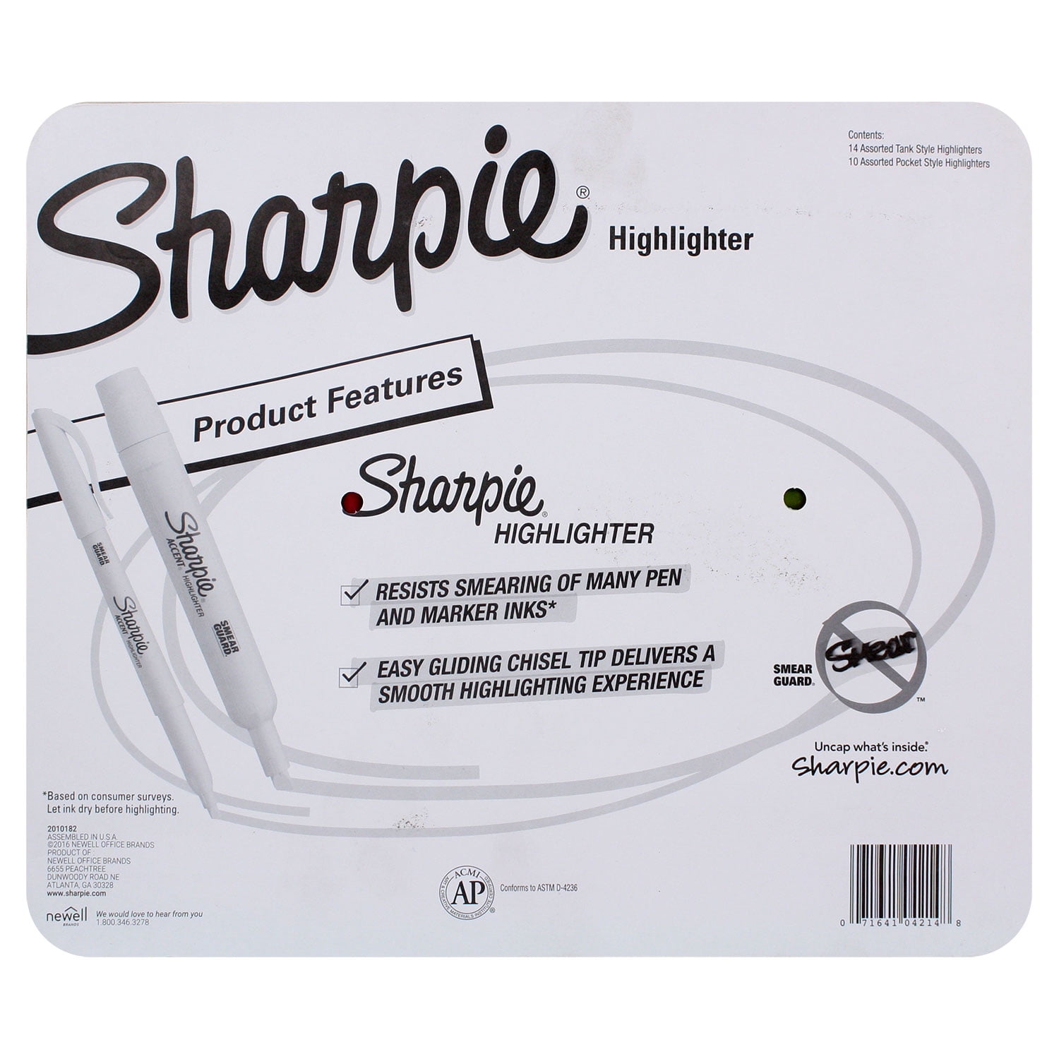 Sharpie Highlighters, Chisel and Narrow Chisel Tips, Assorted Colors, 24-Count