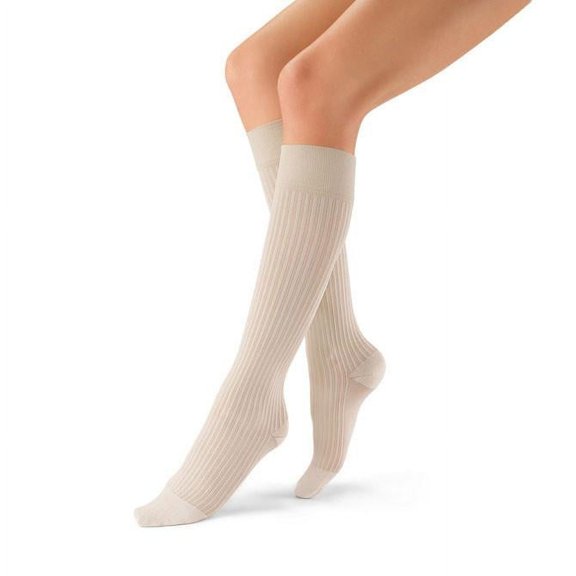 JOBST soSoft Knee High Compression Socks 15-20 mmHg Closed Toe - Ribbed White Medium