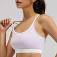 thumbnail image 4 of Hfnxid Womens Double Layered Sports Bra Trendy Scoop Neck Wireless Padded Workout Yoga Crop Tops Trendy Full Coverage T-Shirt Bras, 4 of 6