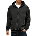 thumbnail image 6 of WTOBBY Men's Vintage Zipper Hooded Jacket, Long Sleeve Solid Color Pullover, Retro Washed Style Streetwear Coat with Stand Collar and Pockets,Black L, 6 of 6