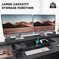 thumbnail image 2 of Dual Monitor Stand, 2-Tier Wood Monitor Riser with Storage Organizer and Cable Management, Black, 2 of 14