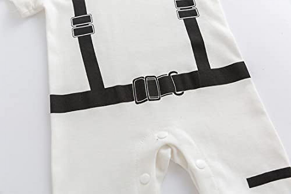 StylesILove Baby Toddler Boy Astronaut Cotton Onesie Hooded Romper Cosplay Party Halloween Jumpsuit Outfit (6 Months, White - Short Sleeve)