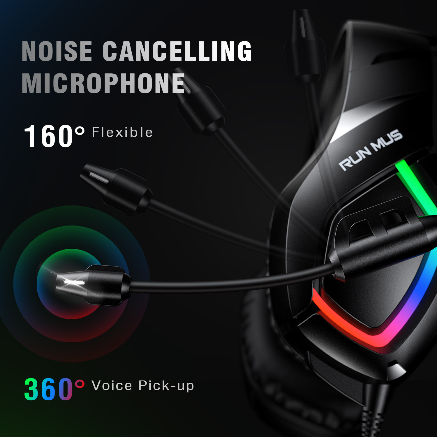 RUNMUS K1B Gaming Headset with 7.1 Surround Sound & RGB Light photo 3