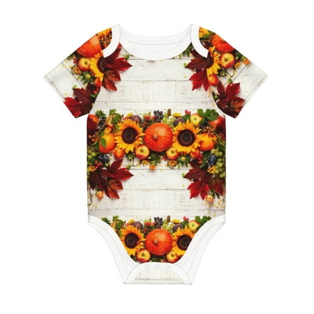 

Matuu Thanksgiving With Autumn for Baby Short-Sleeve Bodysuit Soft Cotton Comfortable and Breathable Perfect for Newborns and Infants