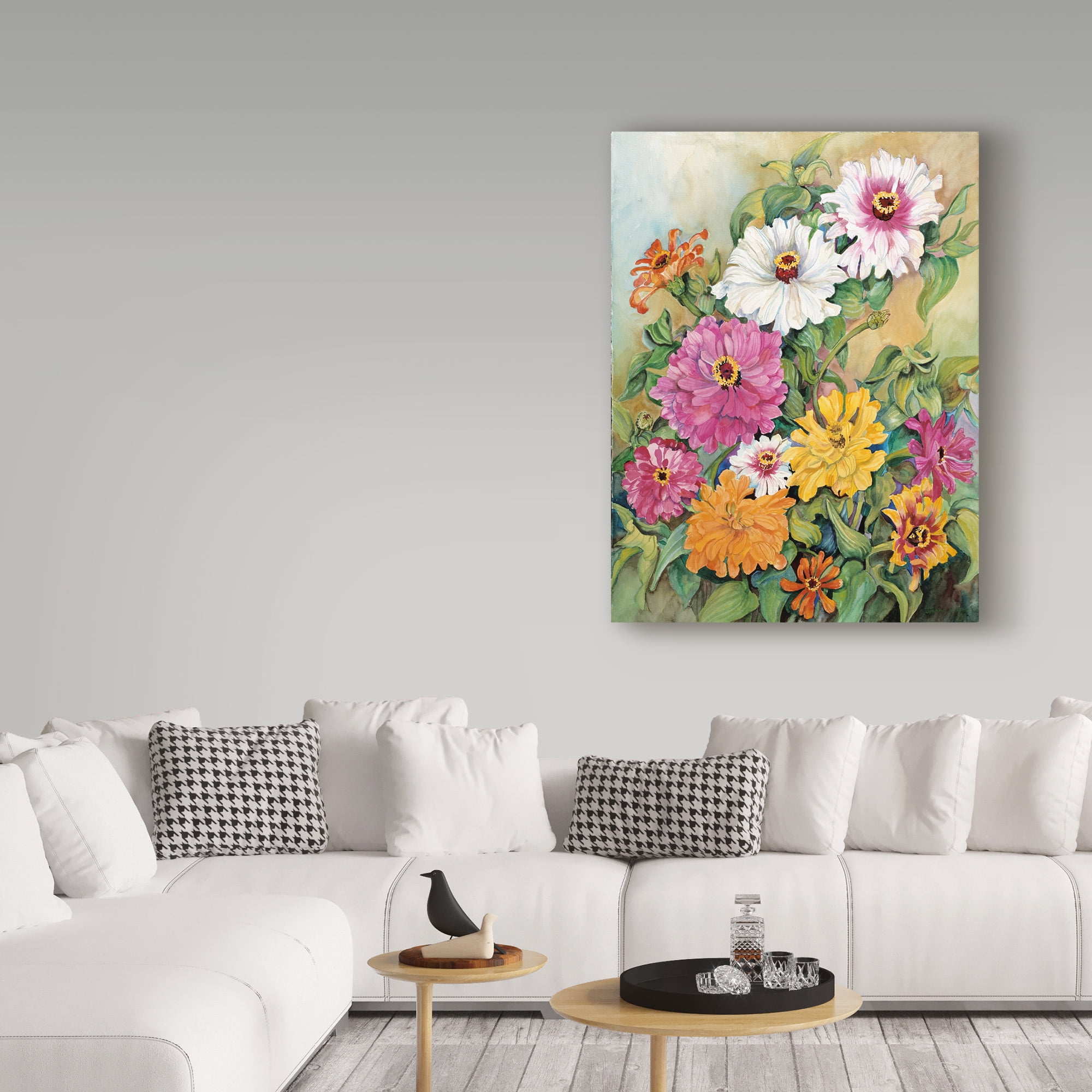 Trademark Fine Art 'Variegated Zinnias Colorful' Canvas Art by Joanne Porter