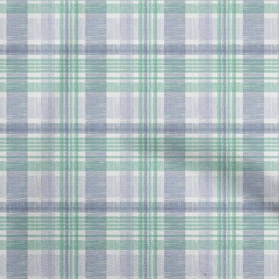 oneOone Silk Tabby Blue Fabric Check Craft Projects Decor Fabric Printed By The Yard 42 Inch Wide