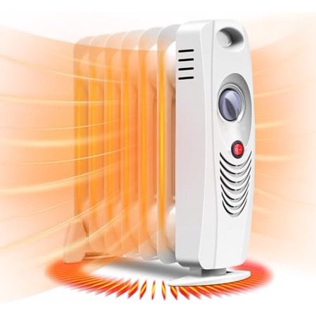 Oil Filled Radiator Heater 700W Portable Space Heater Radiator with Adjustable Thermostat, Overheat Protection, Electric Radiator Heater for Office, Bedroom, Indoor use