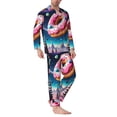 thumbnail image 2 of Naloa Starry Sky Pine Tree Donut Men’s Pajamas Set - Long Sleeve Button Down Sleep Shirt and Pajama Bottoms Sleepwear Set-X-Large, 2 of 7