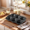 thumbnail image 4 of Bakexcel Non-Stick Jumbo Muffin Pans, 3.5" 6-Cup Set of 2 Baking Pans, Heavy Duty Carbon Steel Tins for Extra-Large Muffins & Cupcakes, 4 of 6
