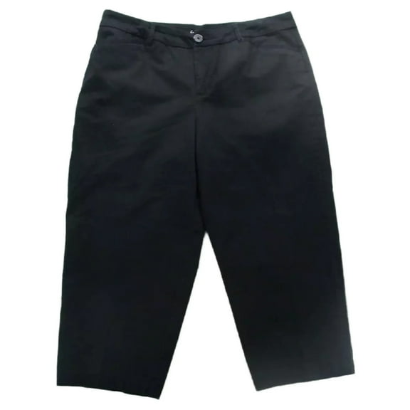 Croft & Barrow Women's Mid-Rise Classic Stretch Chino Capri Pants Black Size 6P