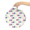 thumbnail image 2 of Alphabet Round Floor Cushion with Handle, Neon Colors with A B C D Letters iren Style, Decorative Pillow for Living Room & Dorms, 18" Round, White Multicolor, by Ambesonne, 2 of 4