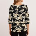 thumbnail image 4 of Iaqnaocc Women's Tops 3/4 Length Sleeve Silk Satin Casual Cowl Neck Tunic Blouses Fashion Maple Leaf Print T-Shirts Business Work Spring Summer Outfits Dark Gray XXL, 4 of 6