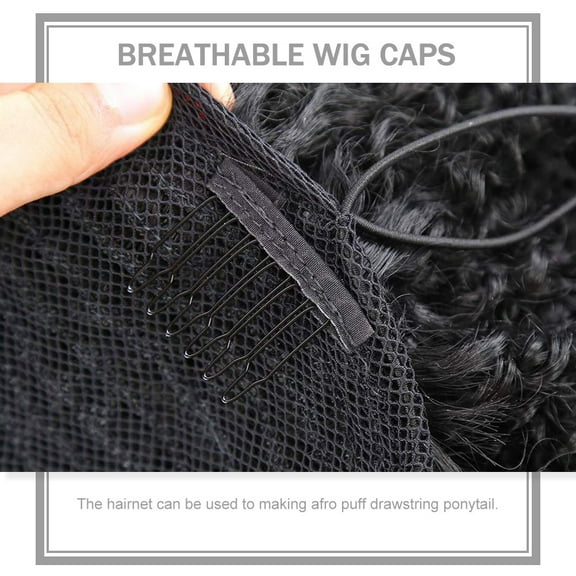 Baluue Net Hair Wrap for Wig Making 1 Set Black 6x6in Adjustable Size Adult Women