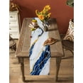 thumbnail image 5 of ERUNPONLY Marble Blue Table Runner - 48 Inch Long Gold Foil Ceramic Style Cracks Scratches Cotton and Linen Blended Dress Scarves Farmhouse Table Runner for Kitchen Dining, Coffee Table, 13"x48", 5 of 8