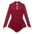 thumbnail image 5 of inhzoy Women's Floral Lace Lyrical Dance Dress Mock Neck Ballet Dance Leotard Dresses Wine_Red Small, 5 of 10