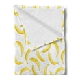 thumbnail image 2 of Yellow and White Soft Flannel Fleece Blanket, Cartoon Style Bananas Pattern Exotic Fresh Ripe Fruit Healthy Tropical, Cozy Plush for Indoor and Outdoor Use, 50" x 60", Yellow White, by Ambesonne, 2 of 5