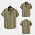 thumbnail image 2 of JLFKNG Summer Shirts For Men Solid Color Shirts Casual Buttons Down Short Sleeve Summer Beach Shirt Tops Breathable Loose Fit Suitable For Outdoor Sports, 2 of 9
