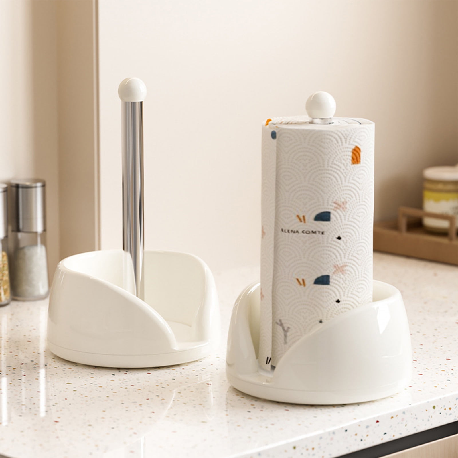 360 Degree Rotating Paper Towel Holder With Storage Shelf For Kitchen Office Bathroom Organiser Tissue Roll Rack