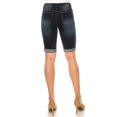 thumbnail image 5 of Women's Moto Style Denim Bermuda Shorts,Dark Wash,Rolled Cuff, Stretch Fit-ED-49043-Dk, 5 of 5