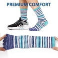 thumbnail image 3 of OpetHome 3 Pairs Colorful Striped Crew Five Toe Socks, Unisex Cotton Split Toe Athletic Socks for Daily Wear Cycling Running Large, 3 of 5