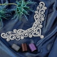 thumbnail image 4 of V-Neck Neckline Rhinestone Applique Sew Crystal Applique for Neckline/Belt/Headpiece Silver Rhinestone Applique for Wedding Dress Rhinestones Gown Embellishments, 4 of 9
