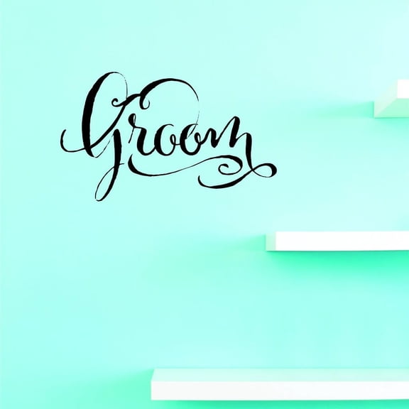 Custom Decals Groom Wall Art Size: 16 X 40 Inches Color: Black