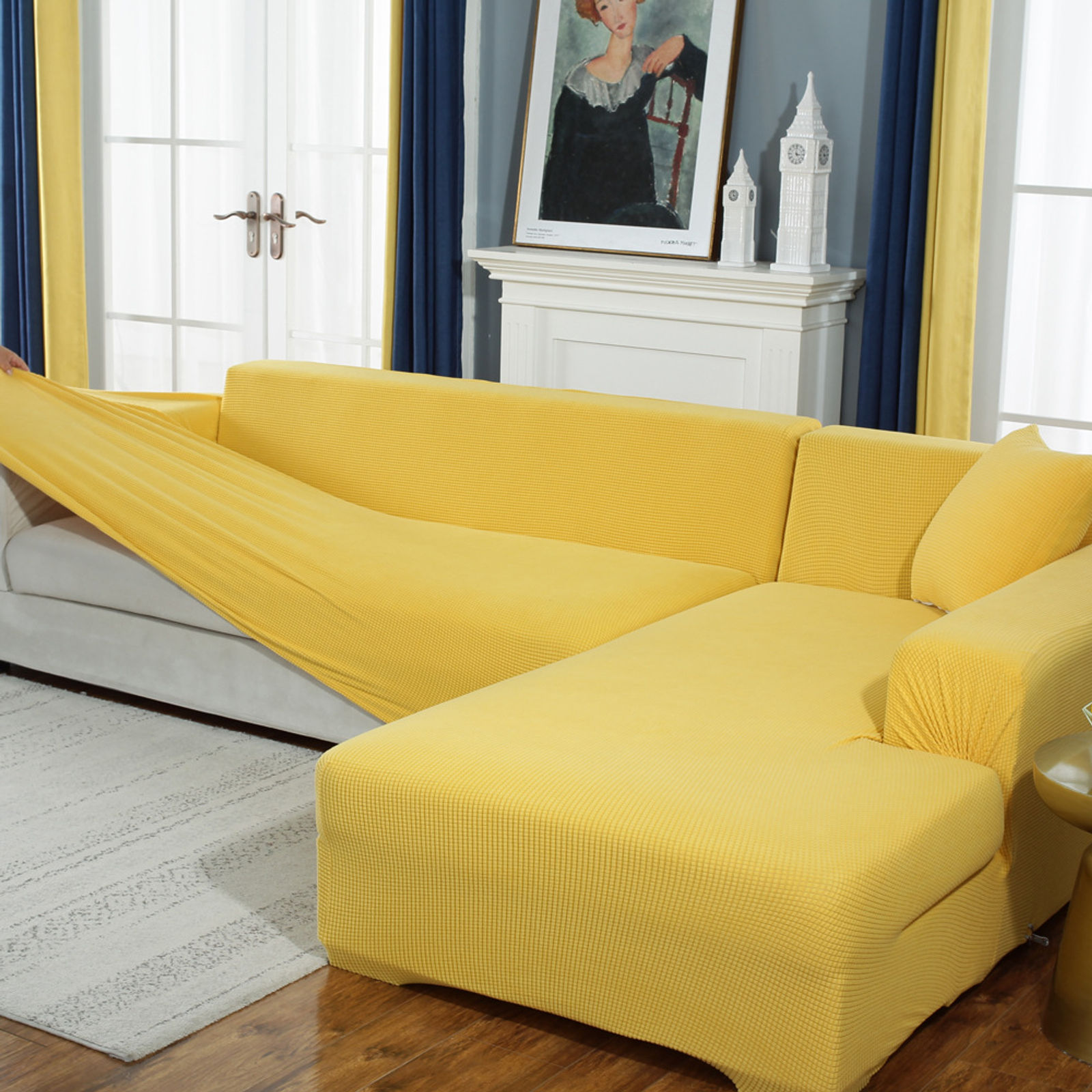 Solid Color Anti Slip Anti Scratch Couch Cover, Stretch Sofa Slipcover