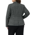thumbnail image 4 of DARING DIVA Women's Plus Casual Plaid Notched Lapel Button Jacket Gray 1X, 4 of 6