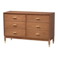 thumbnail image 2 of Baxton Studio Mandolin Mid-Century Dresser, 6-Drawer, Walnut Brown, 2 of 10