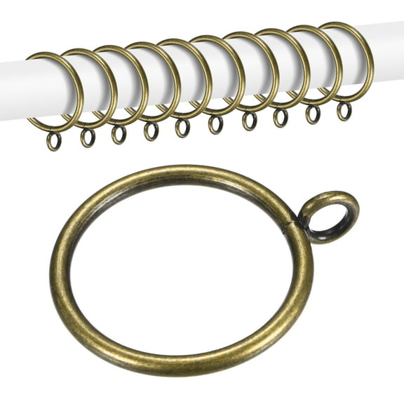 Uxcell 10-Pack Curtain Ring with Eyelet 1.5 Inch ID Fits Up to 1/2 Inch Curtain Rod Bronze Metal Drapery Rings