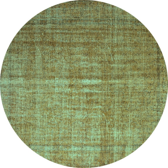 Ahgly Company Indoor Round Abstract Turquoise Blue Contemporary Area Rugs, 4' Round