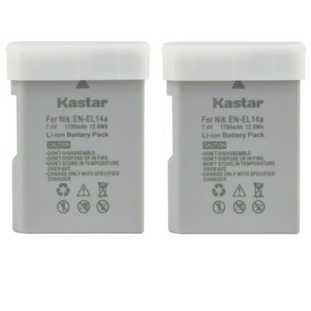 Image of Kastar 2-Pack EN-EL14a Battery Replacement for Nikon D5100 DSLR Camera D5200 DSLR Camera D5300 DSLR Camera D5500 DSLR Camera D5600 DSLR Camera Df DSLR Camera