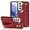Red, variant on Deluxe Leather Trendy Wrist Strap Phone case Back Card Slot Protection Back Cover for Samsung Galaxy S23 Plus S20 S22 Ultra S21 FE 5G Anti-Vibration Bumper(Brown,S21 FE)
