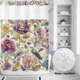 thumbnail image 2 of No Hook Shower Curtain, Spring Flowers Shower Curtains for Bathroom with See Through Top Window, Farmhouse Botanical Blossom Floral Birds Waterproof & Washable Bath Curtain Extra Long 72"x84", 2 of 9