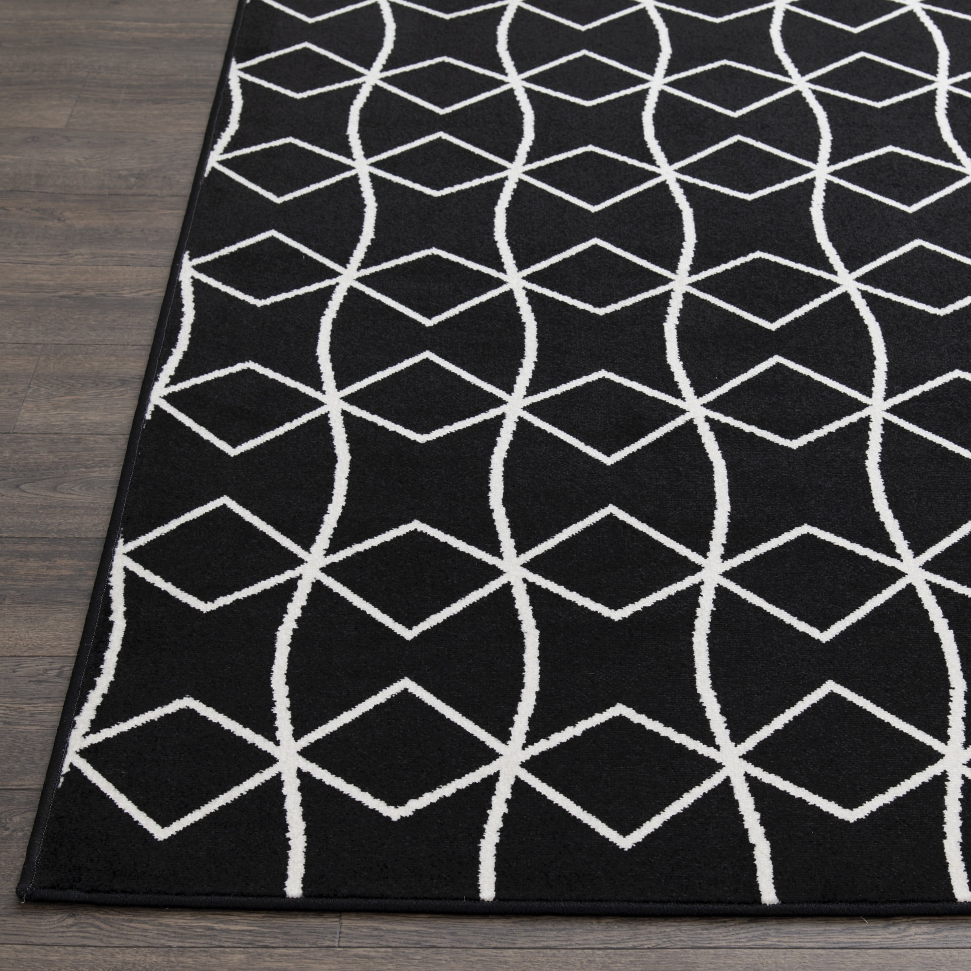 Loomaknoti Terrace Tropic Tamariez 2' x 3' Geometric Indoor/Outdoor Runner Rug , Black/White