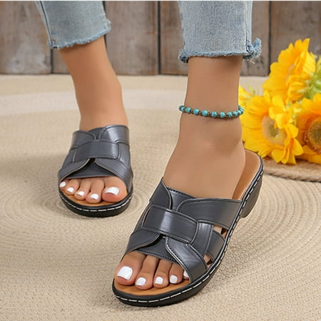 

Womens Casual Sandals non Slip- Outside Dressy Casual Sandals Gray Size 5.5